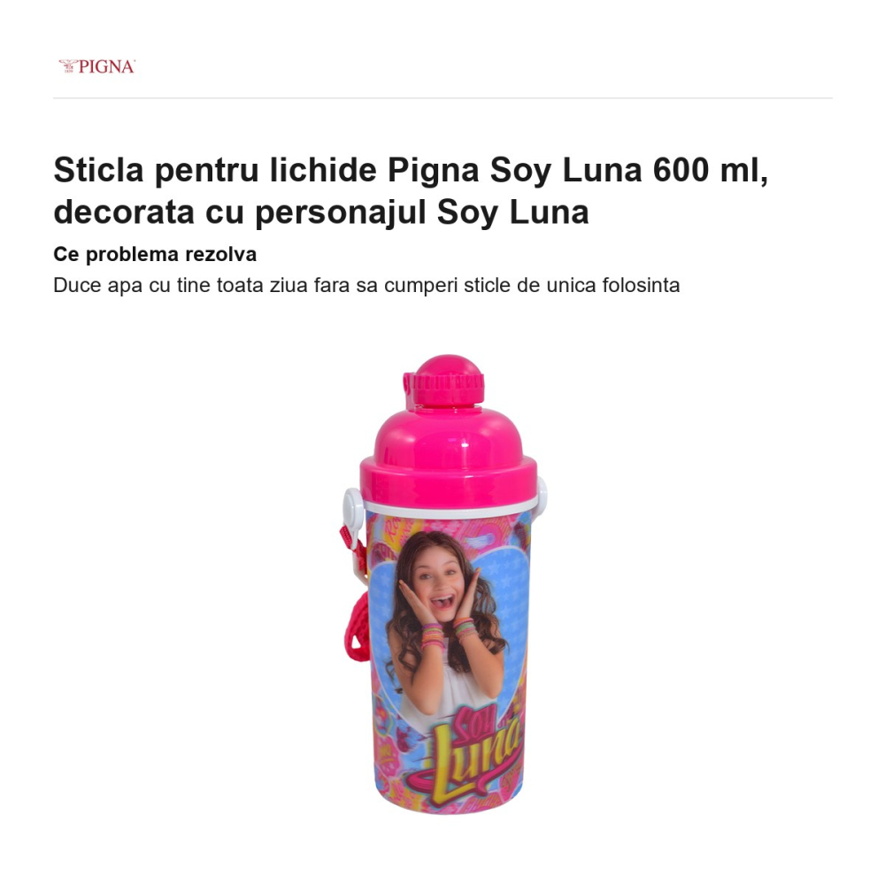 Sticla pentru lichide Pigna Soy Luna 600 ml, decorata cu personajul Soy Luna [2]