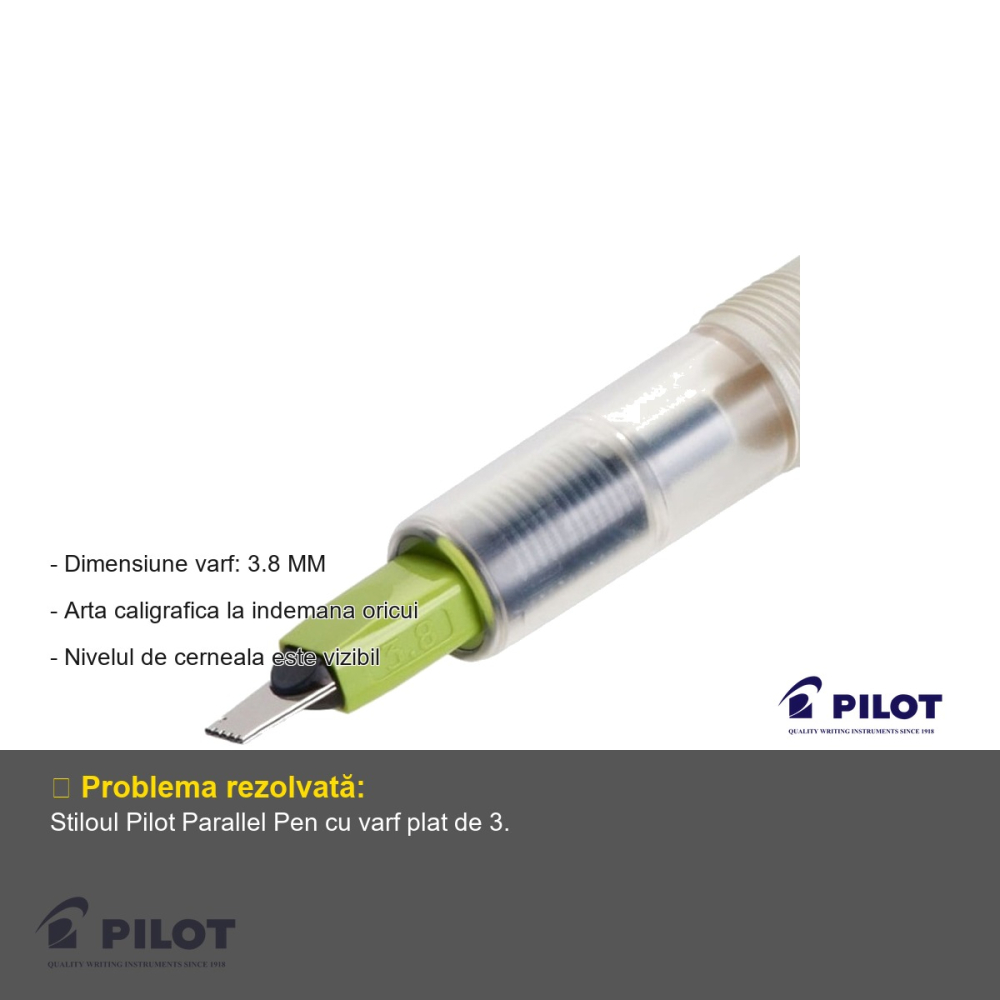 Stilou caligrafic Pilot Parallel Pen, varf plat 3.8mm, pentru scriere artistica si caligrafe [2]