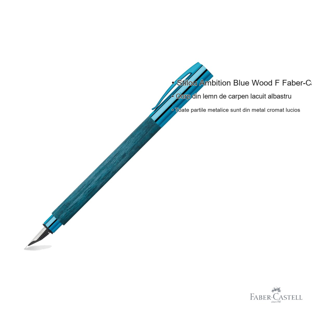 Stilou Faber-Castell Ambition Blue Wood, penita F, corp din lemn de carpen lacuit, editie limitata [3]