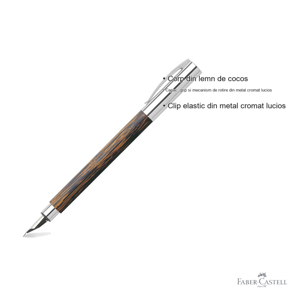 Stilou Faber-Castell Ambition corp din lemn de cocos, penita din otel inoxidabil, pentru scriere premium [3]
