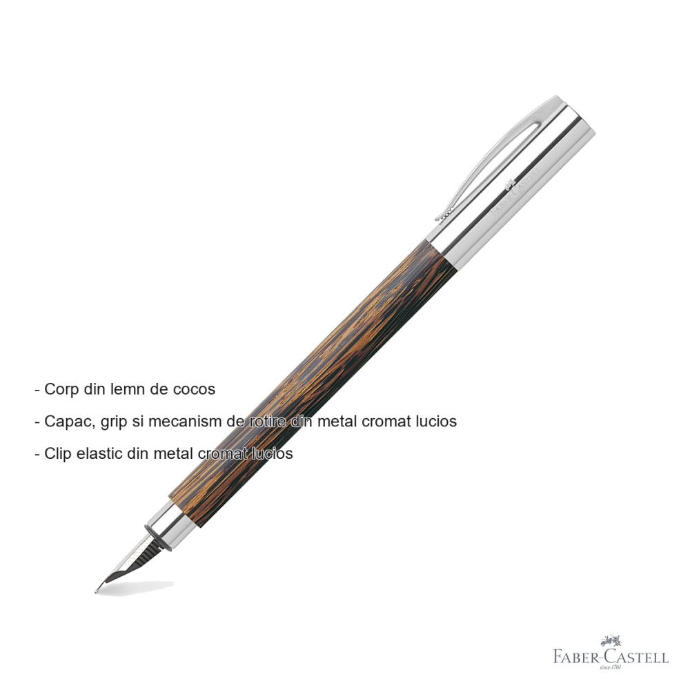 Stilou Faber-Castell Ambition corp din lemn de cocos, penita din otel inoxidabil, pentru scriere premium [2]