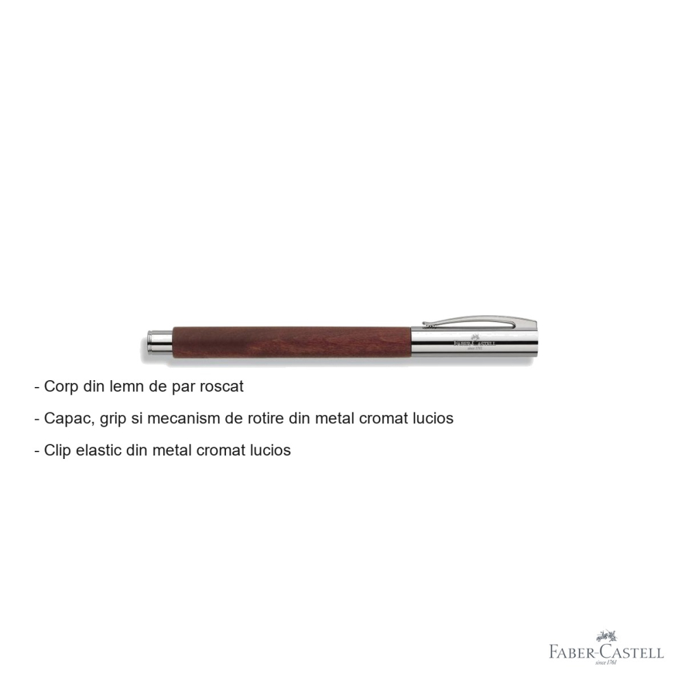 Stilou Faber-Castell Ambition Pearwood, corp din lemn de par roscat, penita din otel inoxidabil, pentru scriere premium [2]