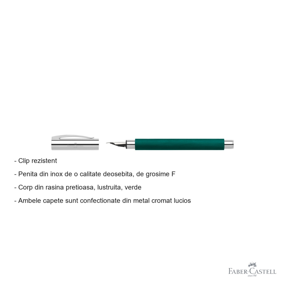 Stilou Faber-Castell Ambition Precious Resin, corp rasina verde, penita inox F, pentru scriere eleganta [2]
