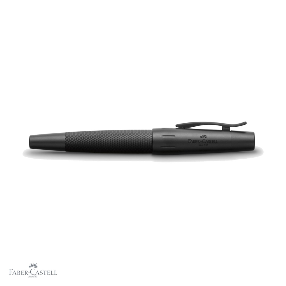 Stilou Faber-Castell e-Motion Pure Black, corp aluminiu gravat guilloche, penita otel inoxidabil, pentru scriere premium [4]