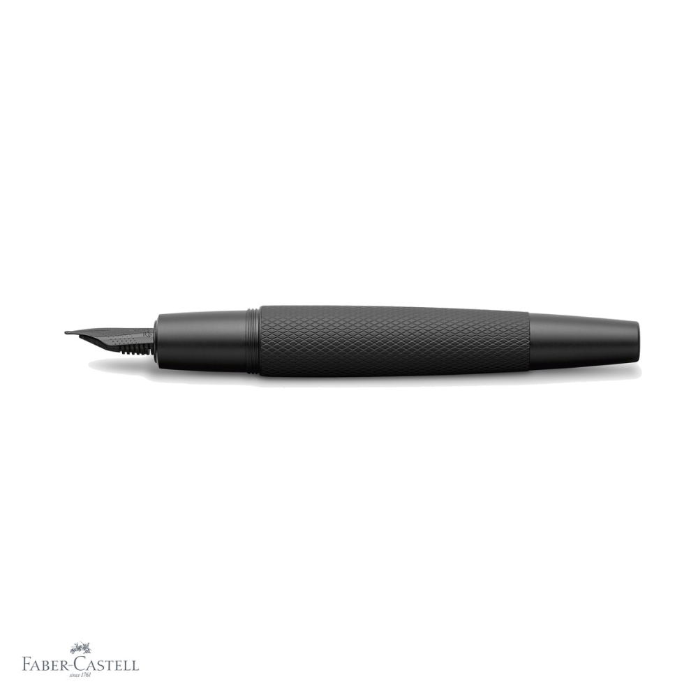 Stilou Faber-Castell e-Motion Pure Black, penita otel inoxidabil, corp aluminiu gravat guilloche, negru [4]