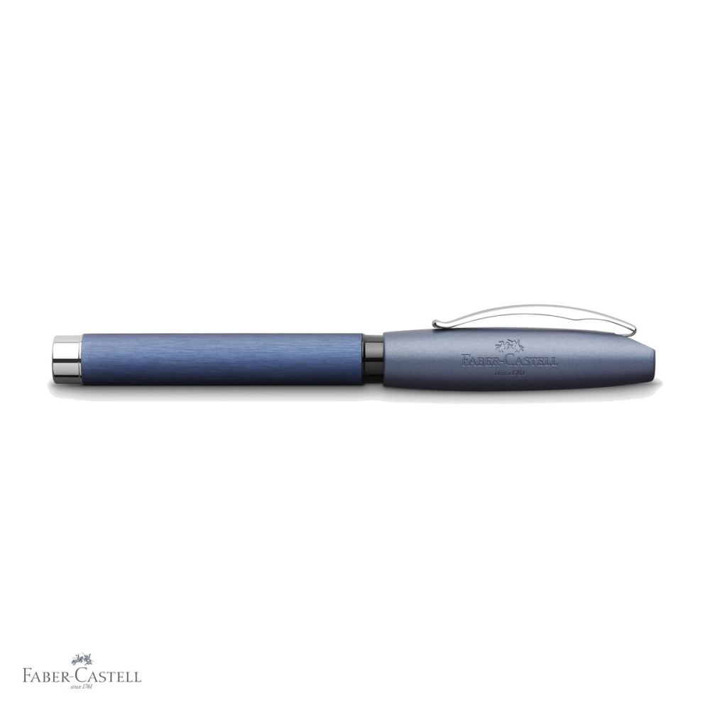 Stilou Faber-Castell Essentio Aluminium, penita otel inoxidabil M, design clasic modern, albastru [4]