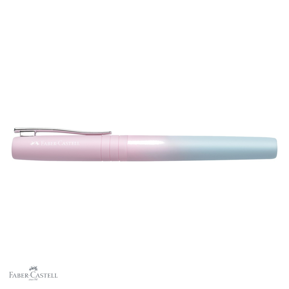 Stilou Faber-Castell Flow Poly Pen, varf M, culoare bleu-roz gradient, plastic reciclat, scriere lina si ergonomica [4]
