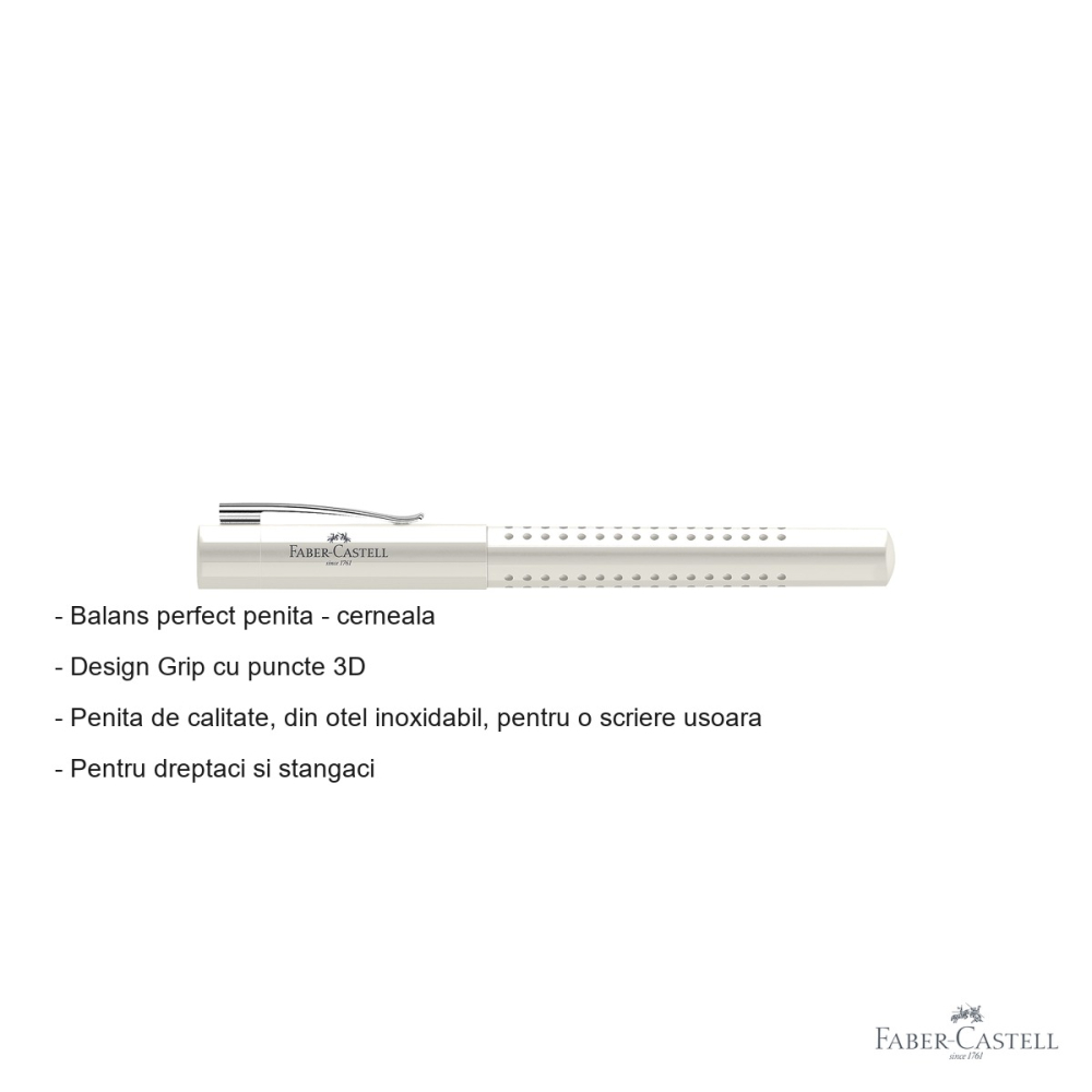Stilou Faber-Castell Grip 2010 alb cocos, penita B din otel inoxidabil, pentru dreptaci si stangaci [2]