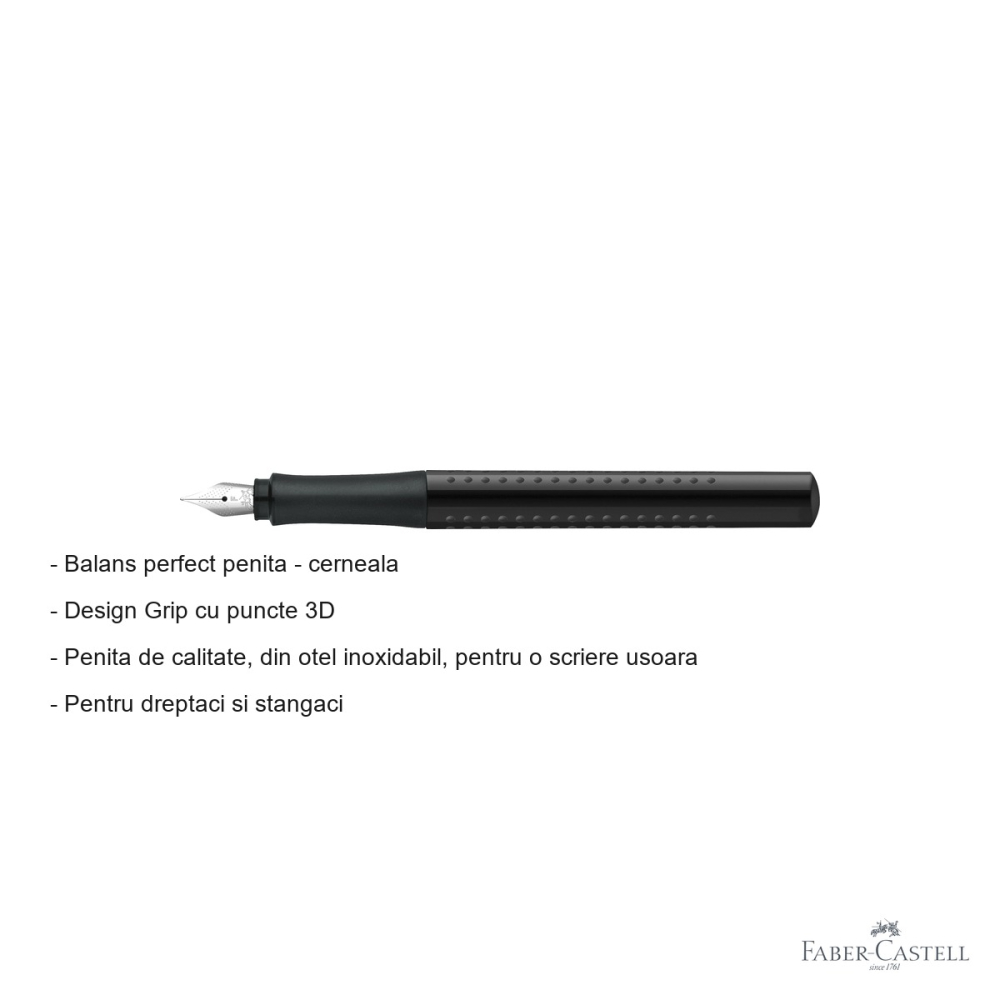 Stilou Faber-Castell Grip 2010, penita fina din otel inoxidabil, pentru dreptaci si stangaci [2]