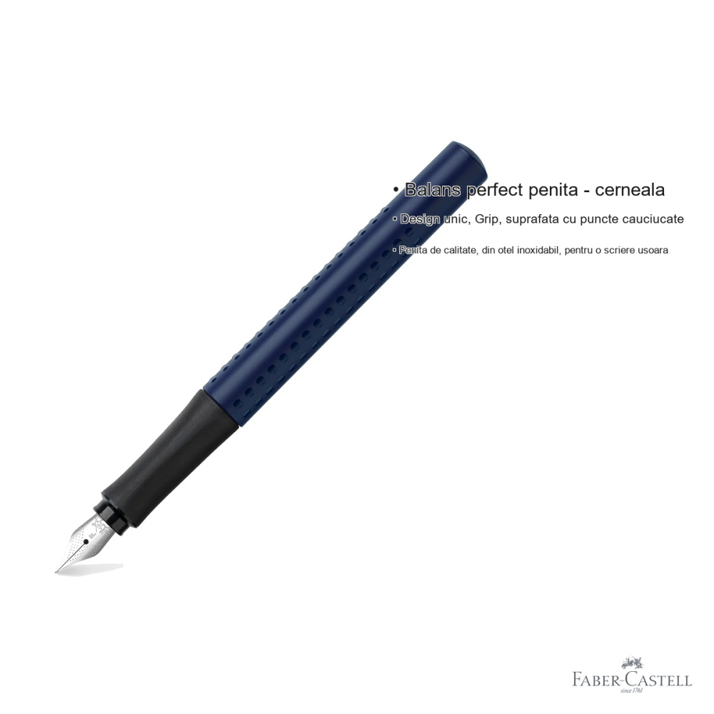Stilou Faber-Castell Grip 2011 albastru clasic, penita F din otel inoxidabil, pentru dreptaci si stangaci [3]