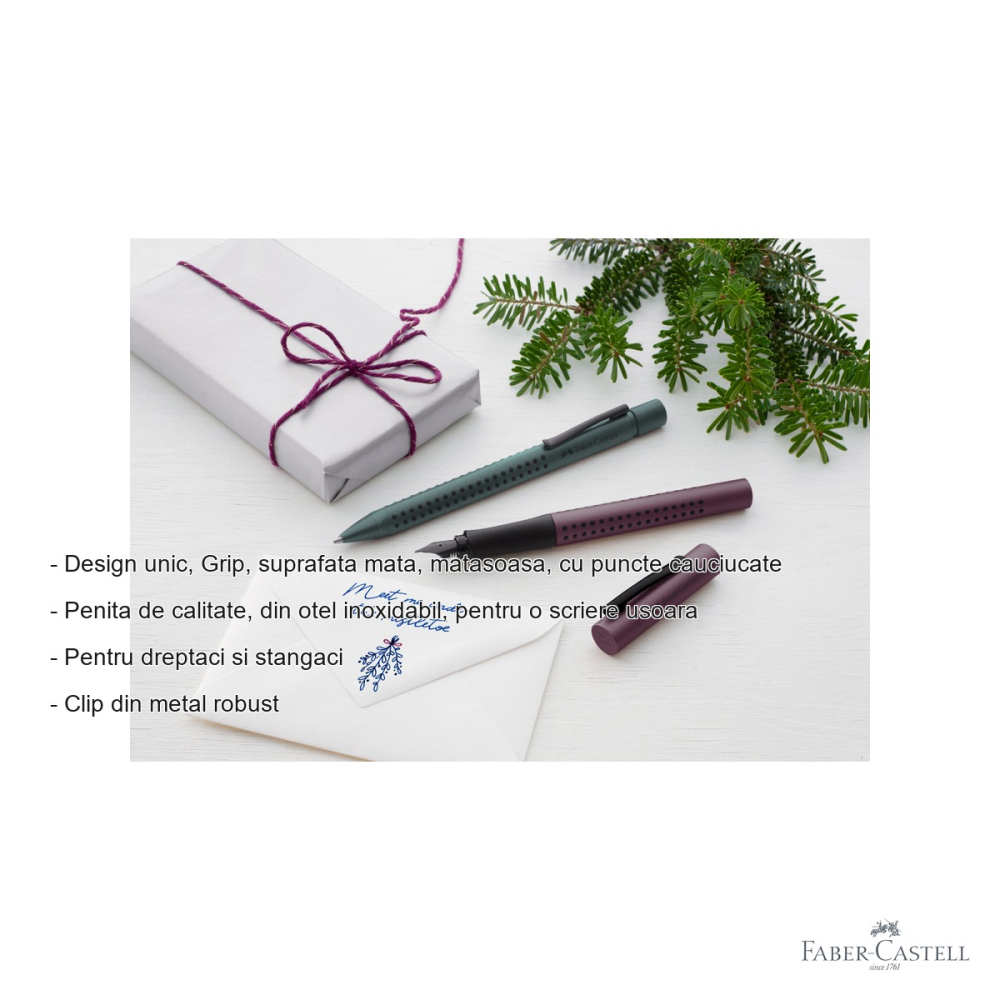 Stilou Faber-Castell Grip 2011 Berry, penita din otel inoxidabil, pentru dreptaci si stangaci [2]