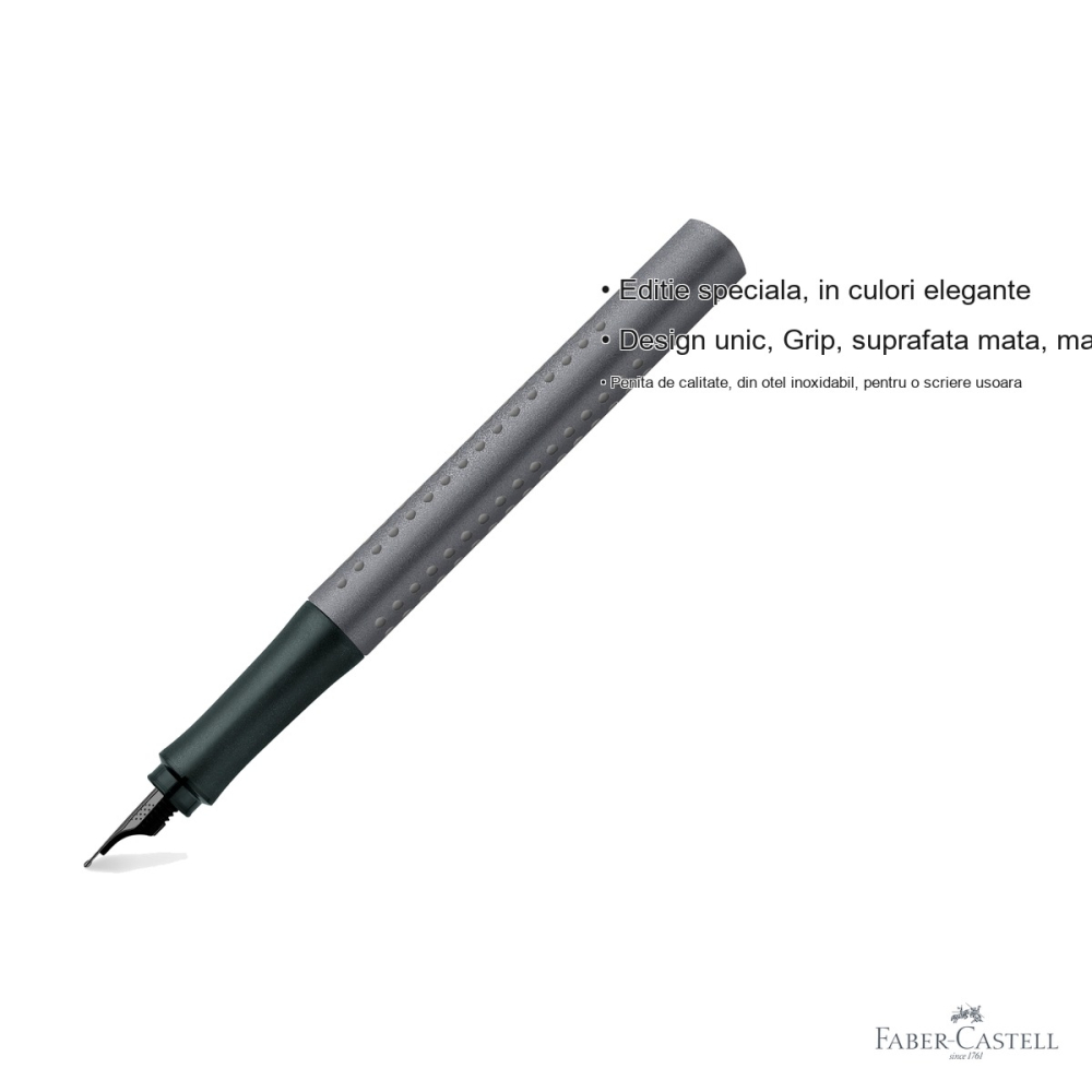 Stilou Faber-Castell Grip 2011 editie speciala gri antracit, penita fina din otel inoxidabil, pentru dreptaci si stangaci [3]
