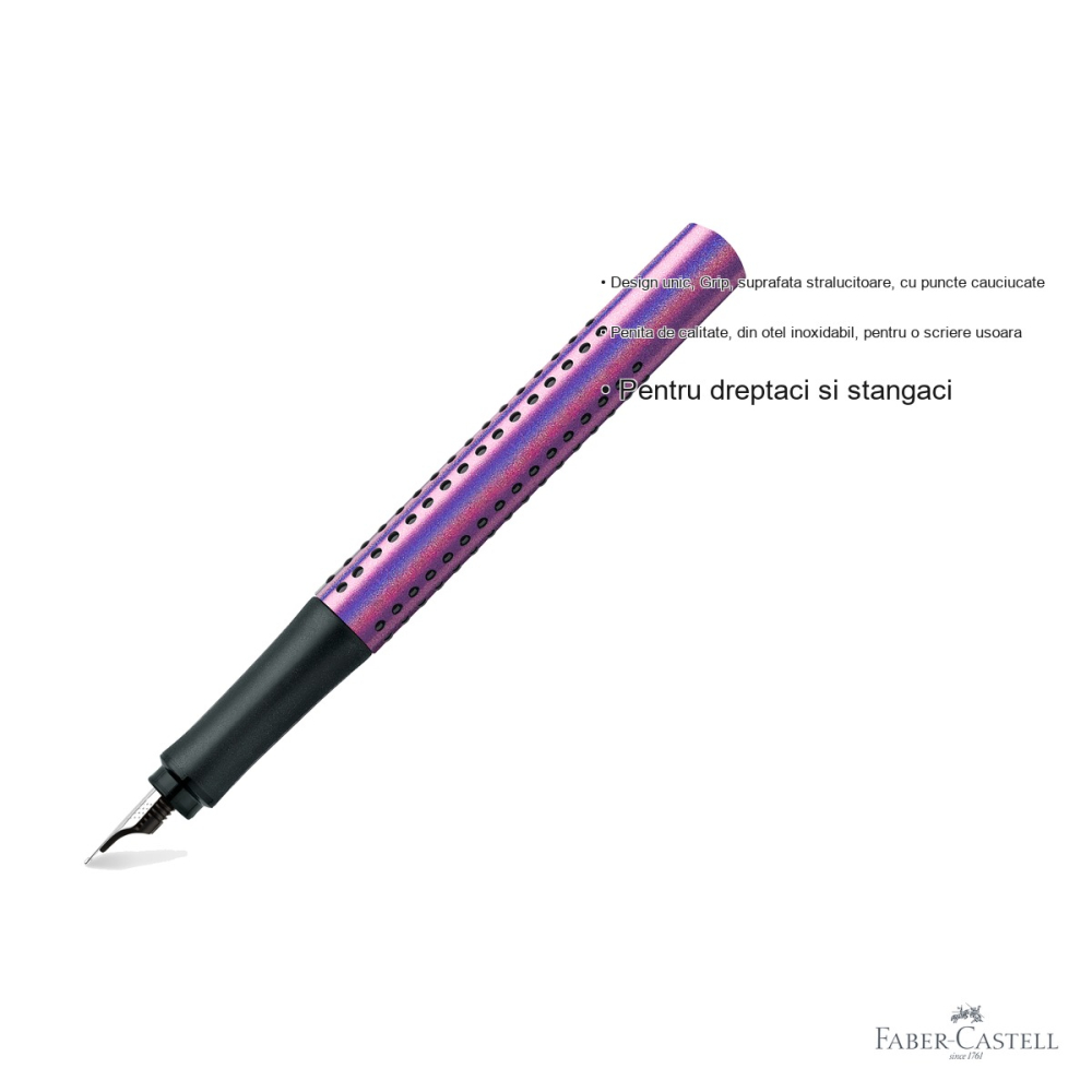 Stilou Faber-Castell Grip 2011 Glam Violet, penita otel inoxidabil, pentru dreptaci si stangaci [3]