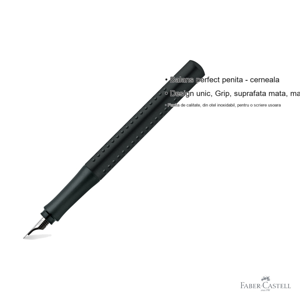 Stilou Faber-Castell Grip 2011 negru, penita F din otel inoxidabil, pentru dreptaci si stangaci [3]