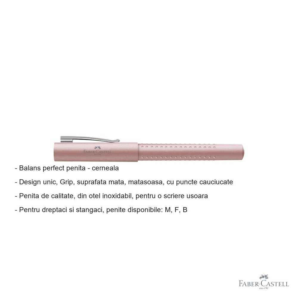 Stilou Faber-Castell Grip 2011 Rose Pal 2024, penita din otel inoxidabil, pentru dreptaci si stangaci [2]