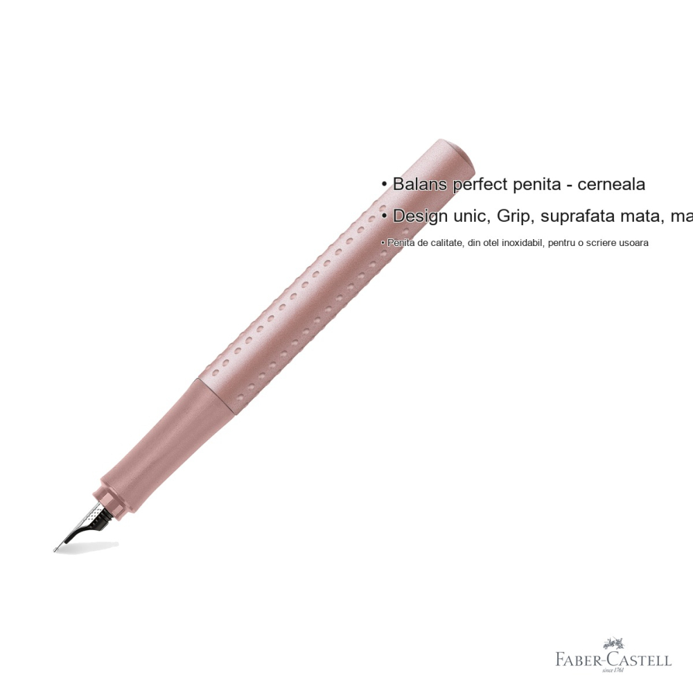 Stilou Faber-Castell Grip 2011 Rose Pal 2024, penita din otel inoxidabil, pentru dreptaci si stangaci [3]