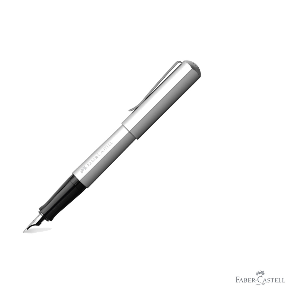 Stilou Faber-Castell Hexo, corp hexagonal din aluminiu argintiu, penita otel inoxidabil, pentru scriere confortabila [3]