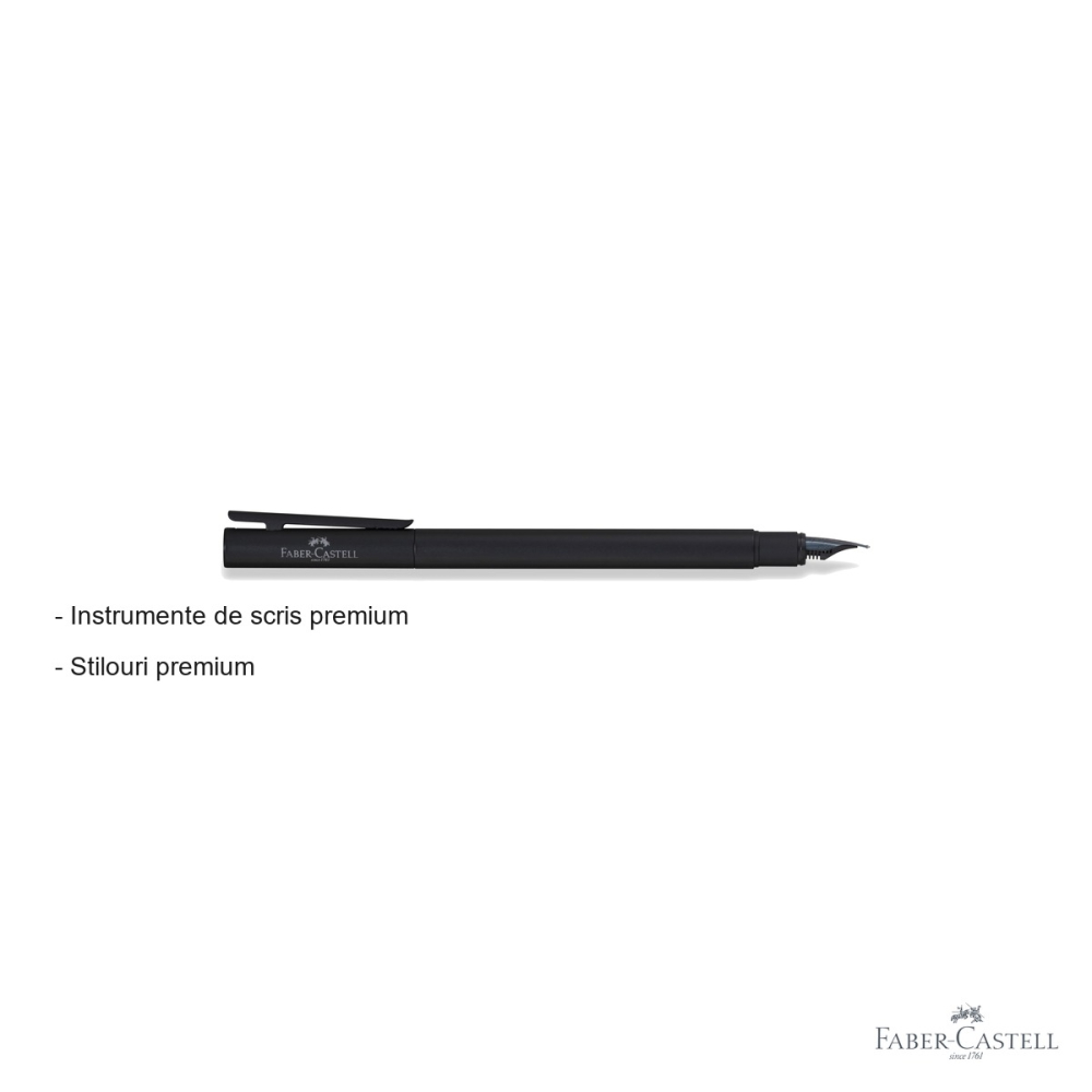 Stilou Faber-Castell Neo Slim, corp metalic negru, penita EF din otel inoxidabil, design slim pentru profesionisti [2]