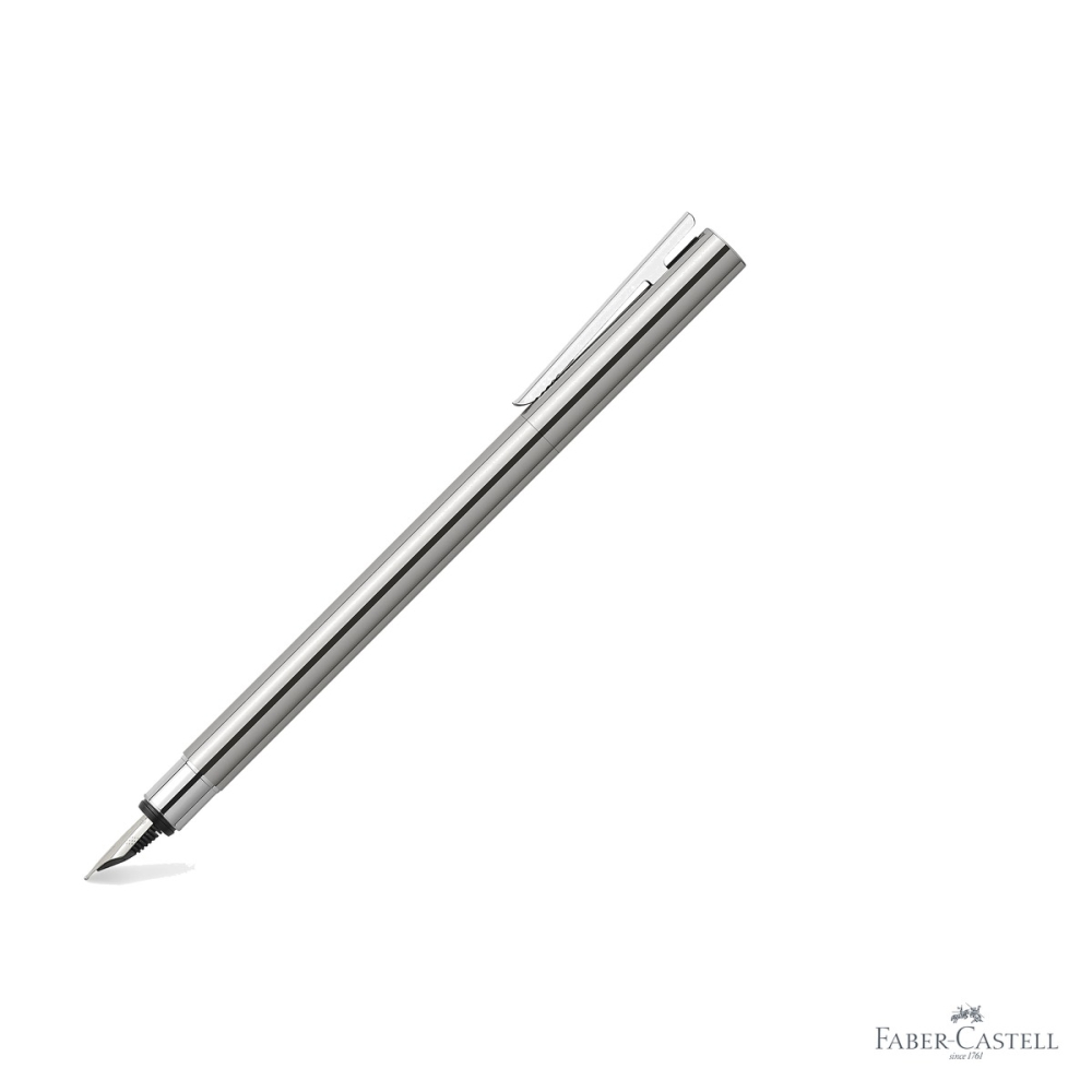 Stilou Faber-Castell Neo Slim Metal, corp subtire lucios cromat, penita din otel inoxidabil, pentru profesionisti [3]