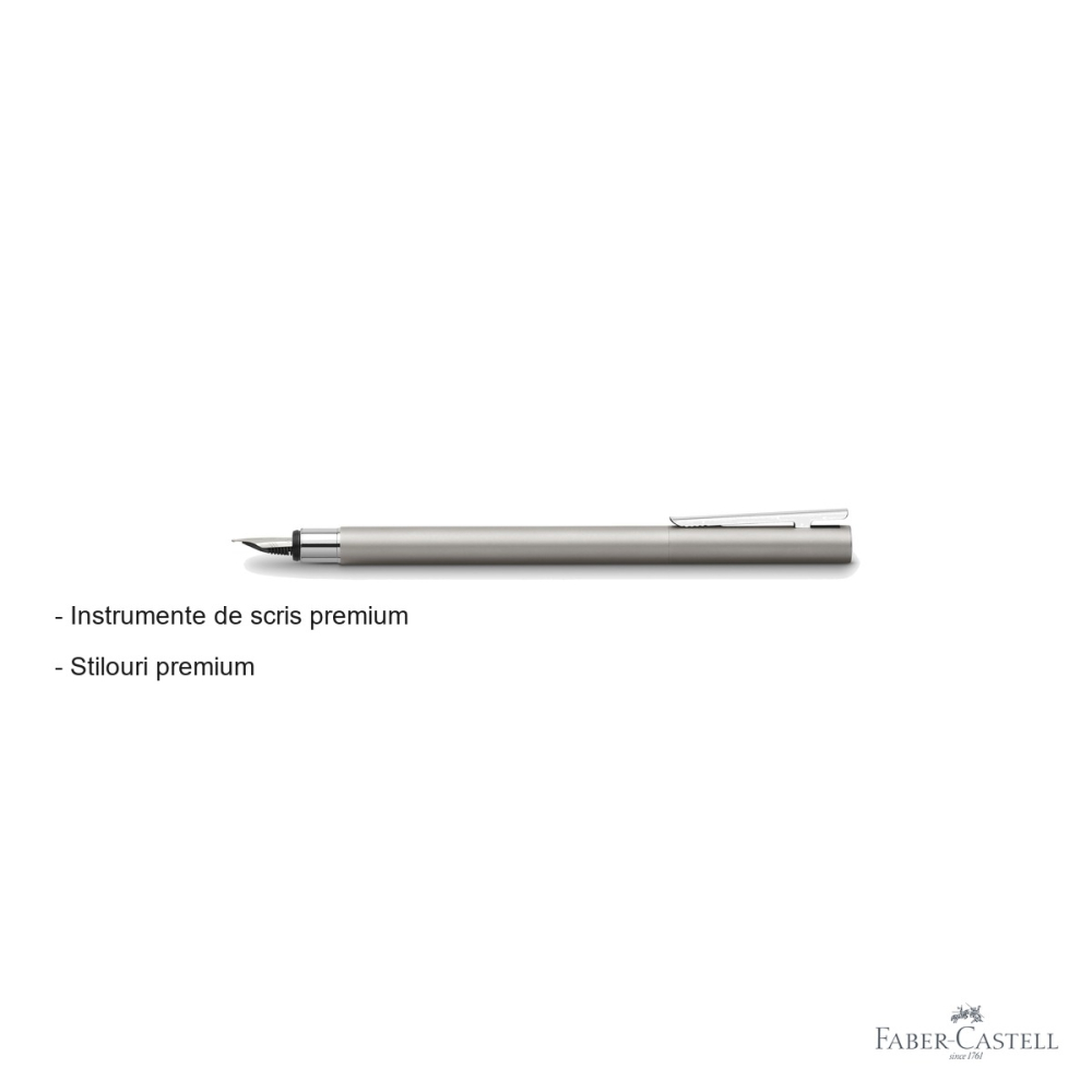 Stilou Faber-Castell Neo Slim Metal Mat, penita din otel inoxidabil, pentru profesionisti [2]