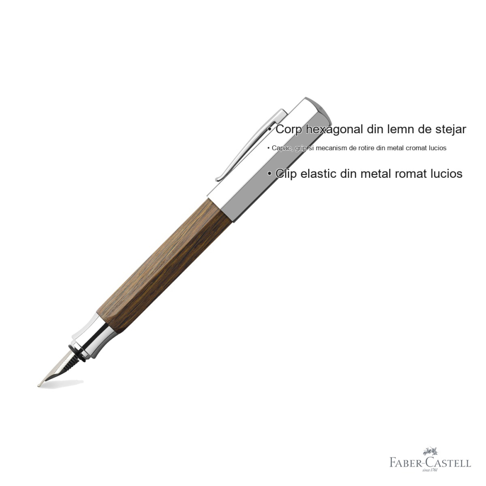 Stilou Faber-Castell Ondoro din lemn de stejar, penita otel inoxidabil, corp hexagonal, pentru scriere de calitate [3]