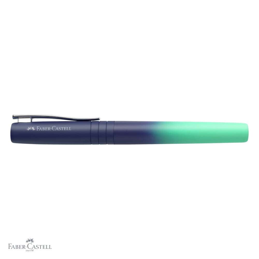 Stilou Faber-Castell Poly Pen Flow, varf M, culoare albastru-turcoaz, corp din plastic reciclat, scriere lina si precisa [4]
