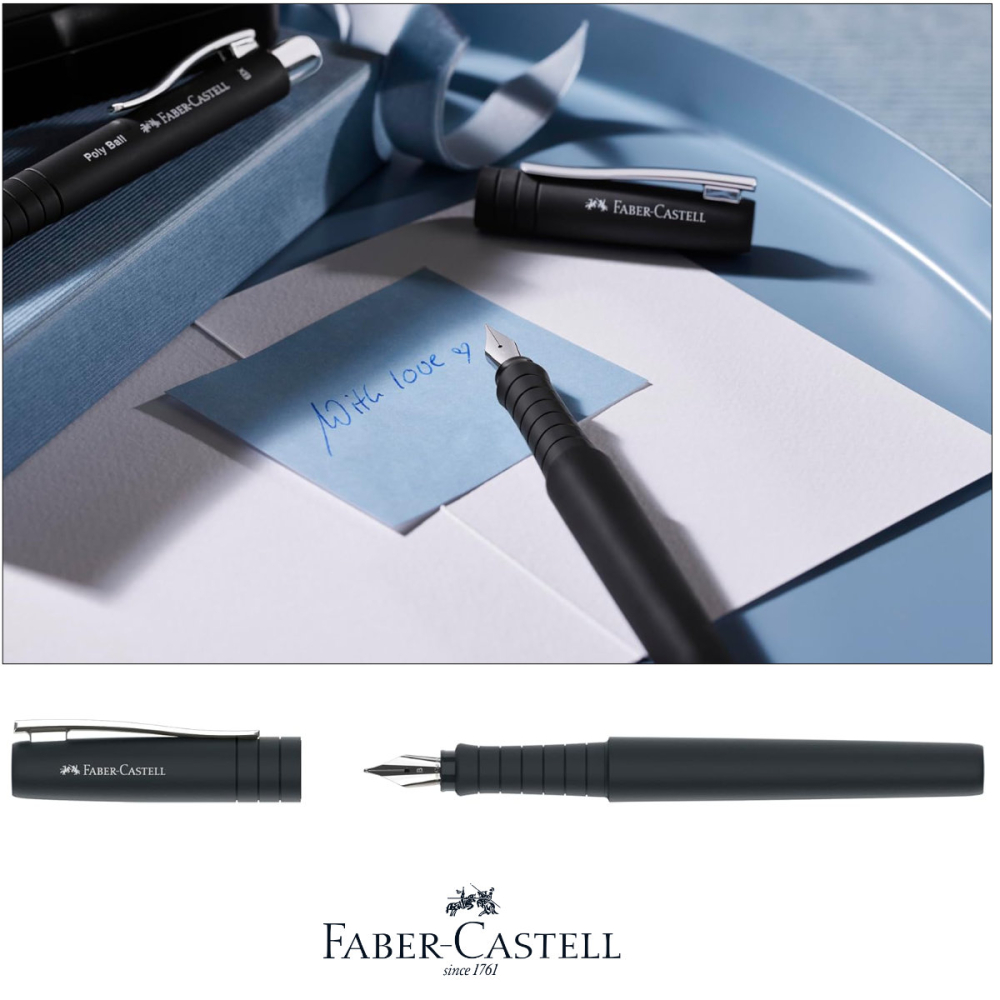Stilou Faber-Castell Poly Pen Negru cu Penita F Extra-Fina din Otel, Grip Nervurat, pentru Scris Precizie, Detalii, Notite Fine [3]