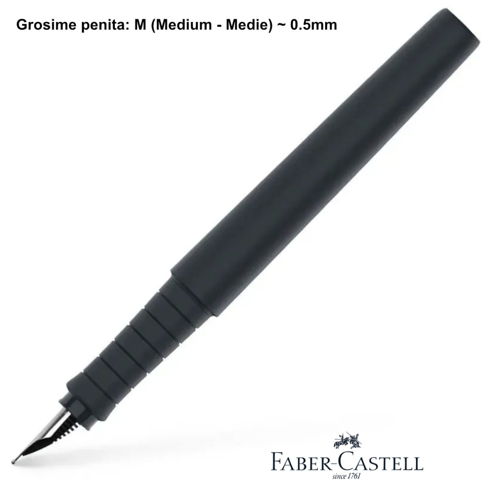 Stilou Faber-Castell Poly Pen Negru cu Penita M din Otel, Grip Ergonomice, pentru Scris Zilnic, Birou, Jurnale [2]