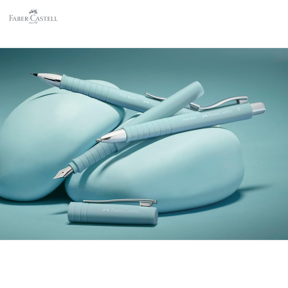 Stilou Faber-Castell Poly Pen, varf B, culoare bleu Caraibe, pentru scriere lina si precisa [5]