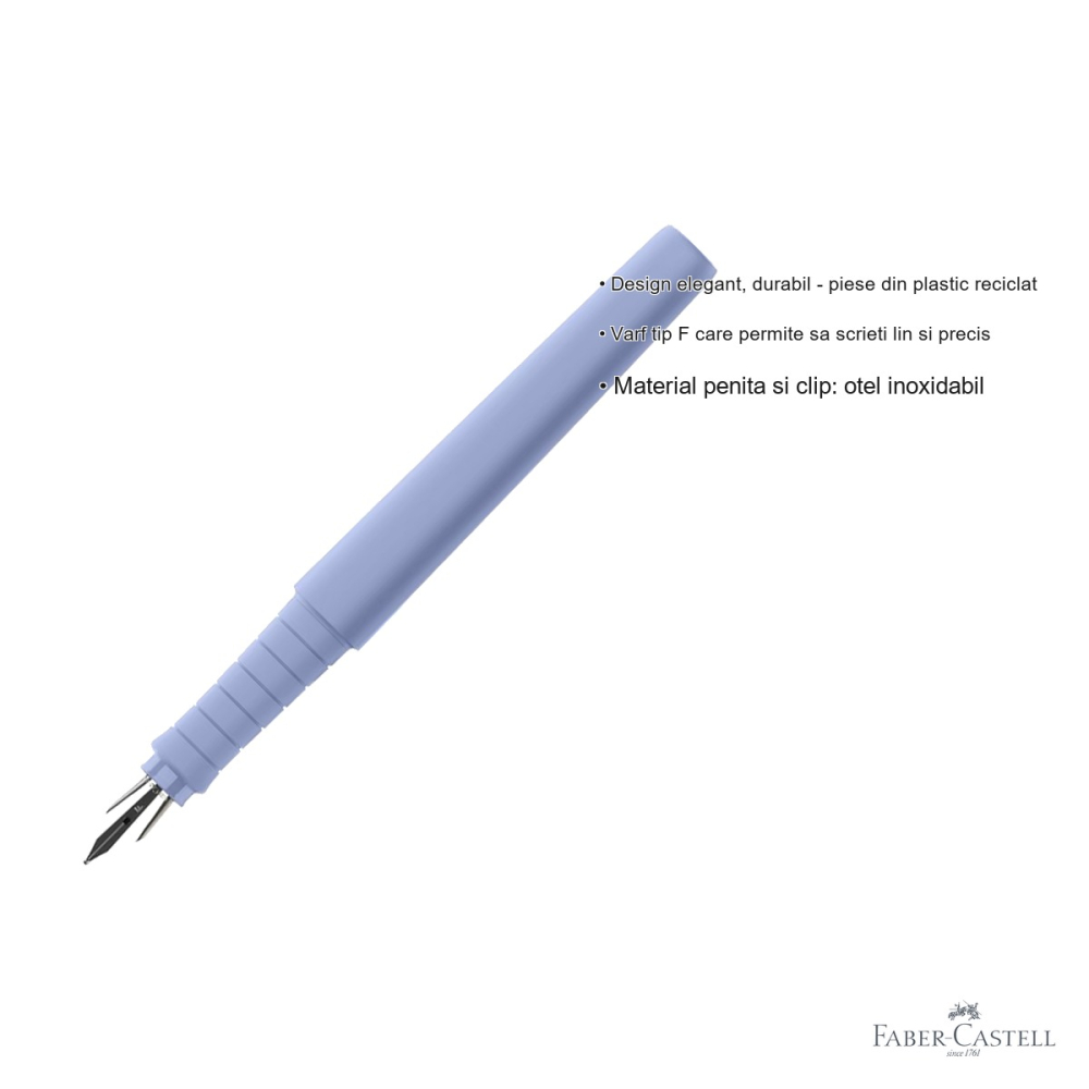 Stilou Faber-Castell Poly Pen, varf F, culoare lila iris, din plastic reciclat, pentru scris elegant [3]