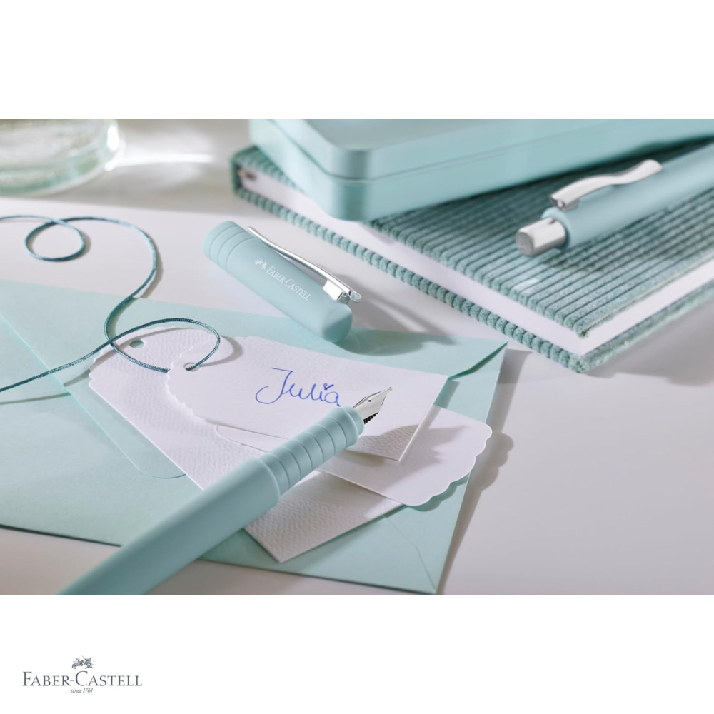 Stilou Faber-Castell Poly Pen, varf M, culoare bleu Caraibe, grip anti-alunecare, pentru scris elegant [4]