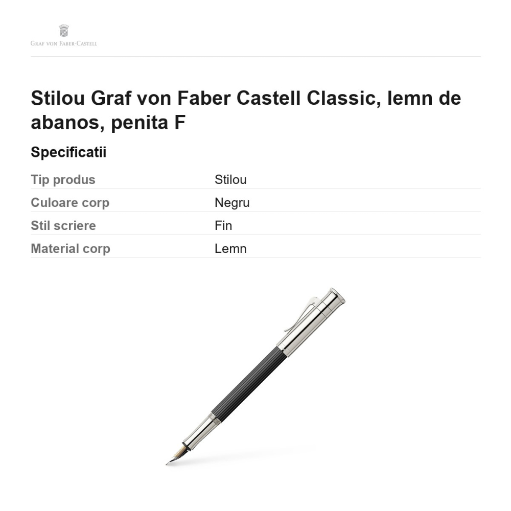 Stilou Graf von Faber Castell Classic, lemn de abanos, penita F [3]