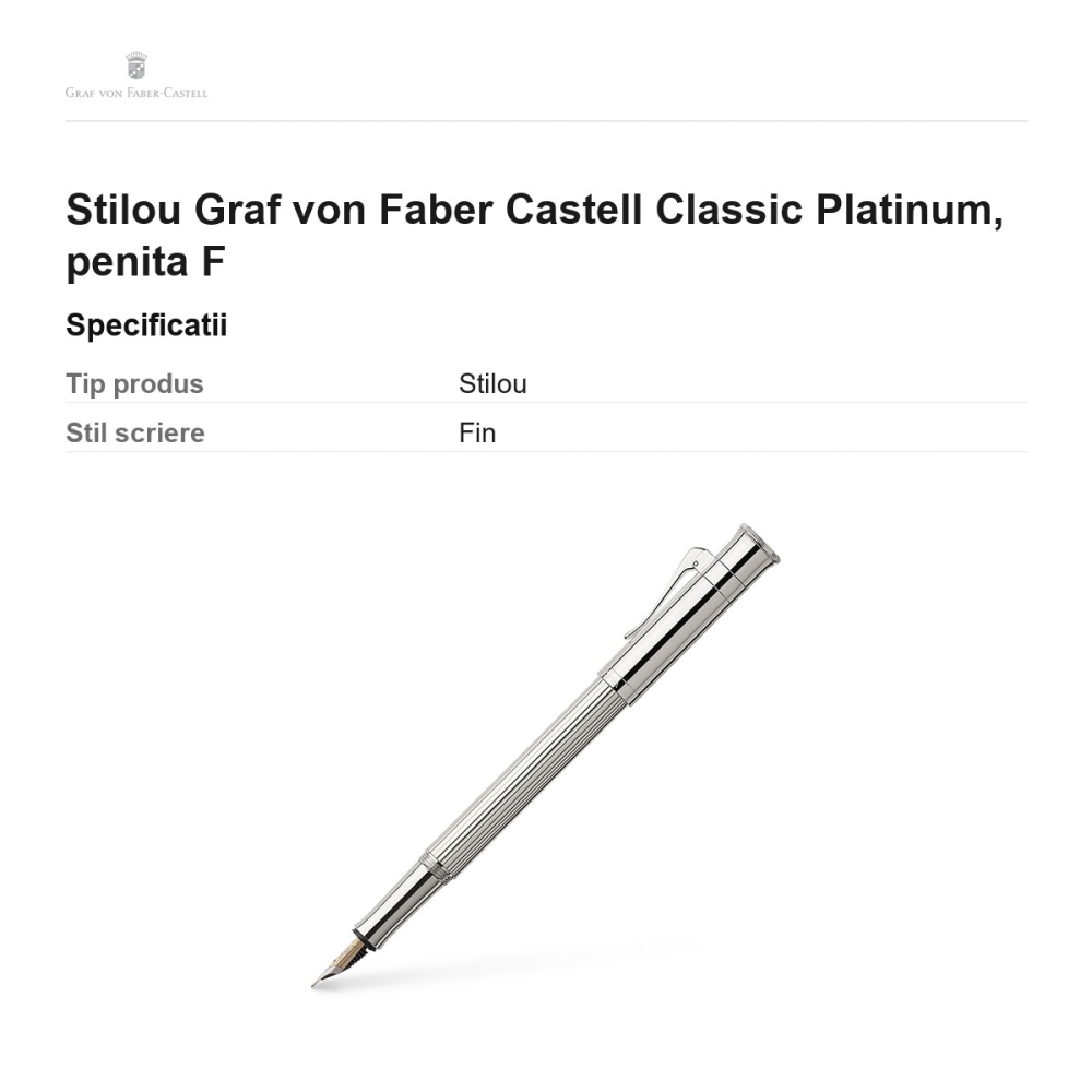 Stilou Graf von Faber Castell Classic Platinum, penita F [3]