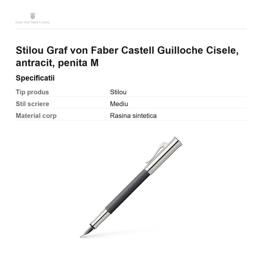Stilou Graf von Faber Castell Guilloche Cisele, antracit, penita M [3]