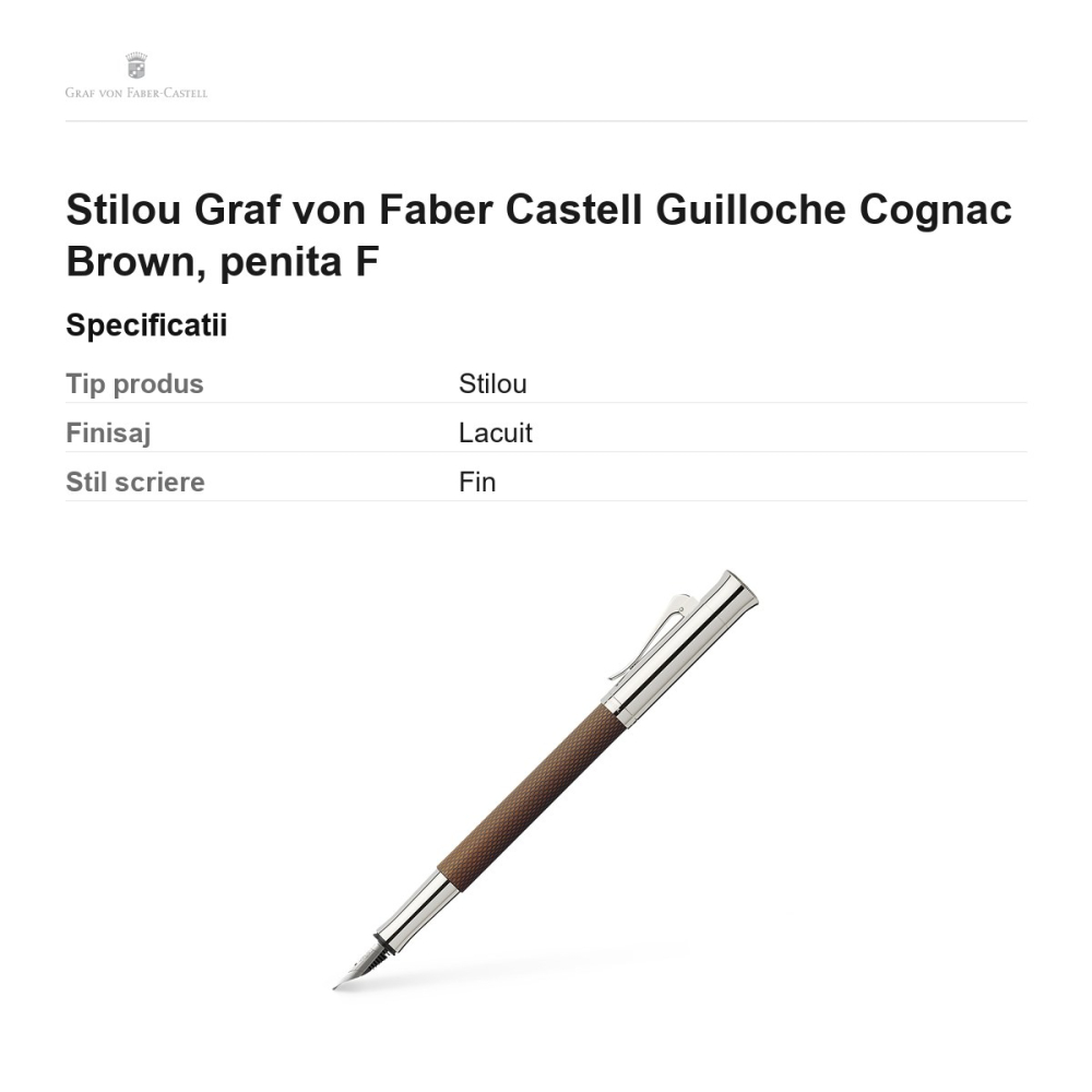 Stilou Graf von Faber Castell Guilloche Cognac Brown, penita F [3]
