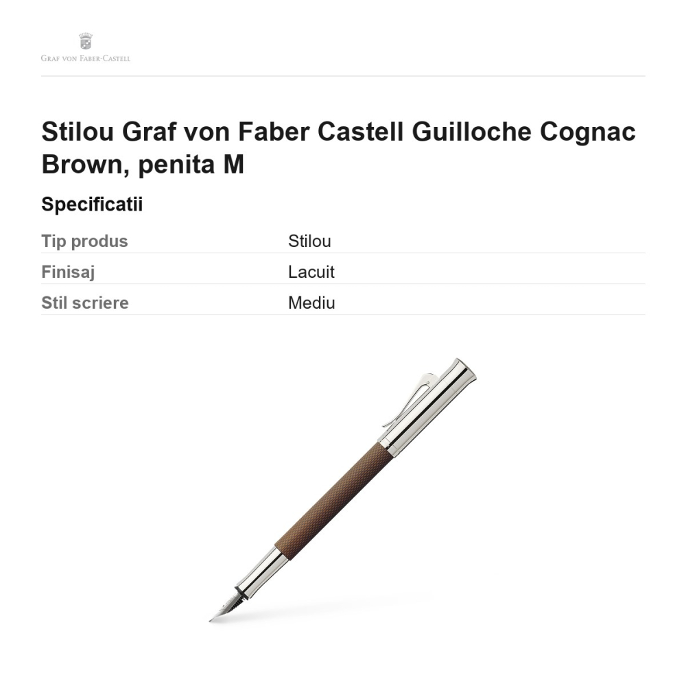 Stilou Graf von Faber Castell Guilloche Cognac Brown, penita M [3]