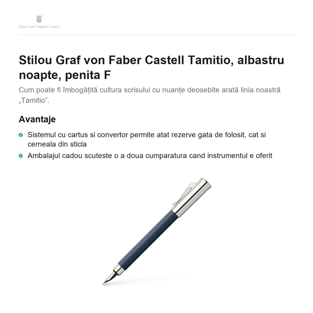 Stilou Graf von Faber Castell Tamitio, albastru noapte, penita F [2]