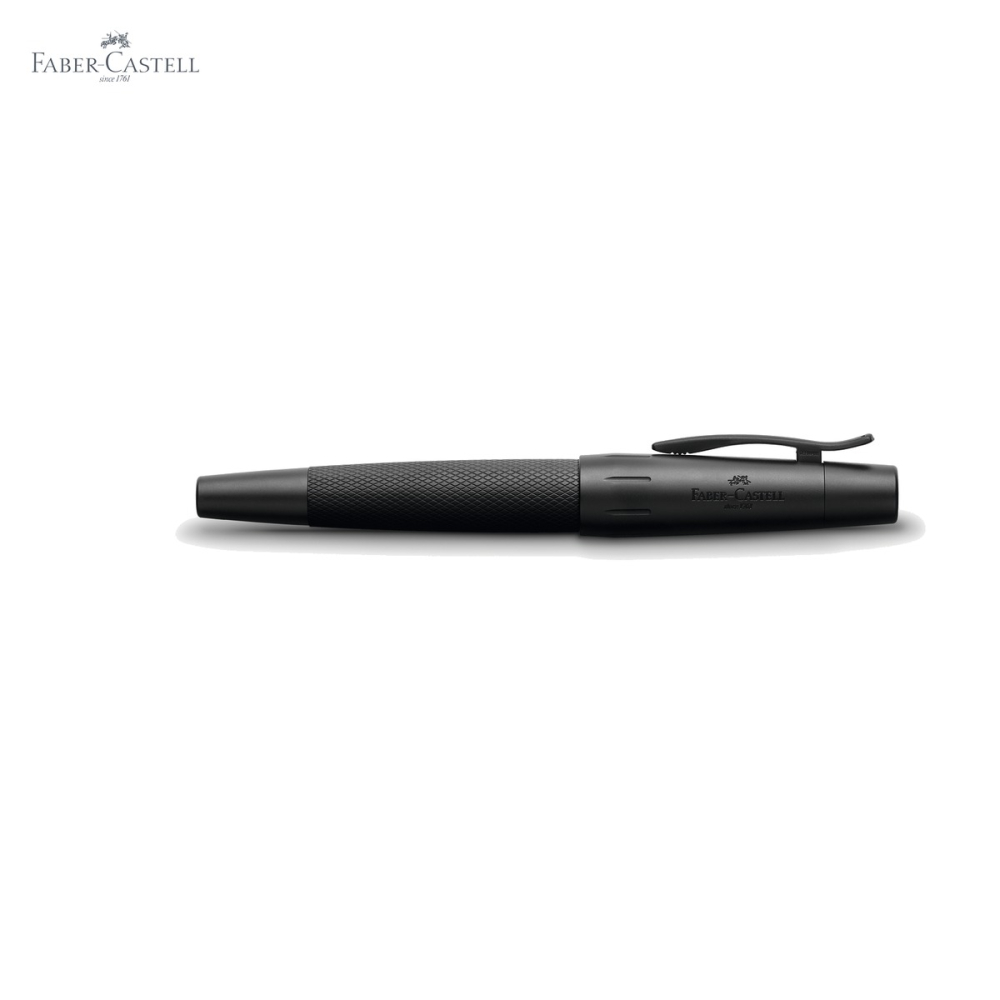 Stilou premium Faber-Castell e-motion Pure Black, penita otel inoxidabil EF, corp aluminiu gravat guilloche [5]