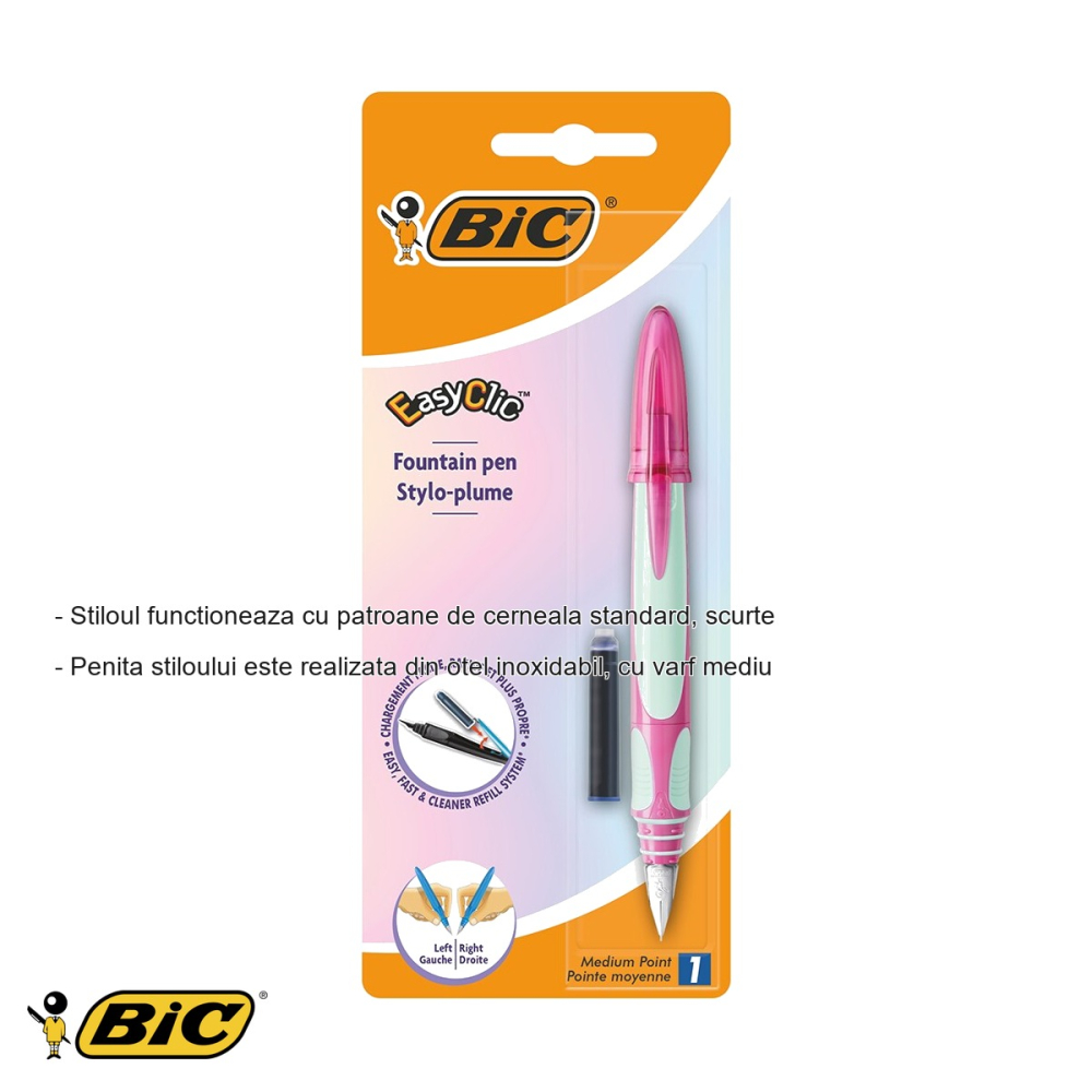 Stilou scolар Bic Easy Clic, reincarcare laterala, grip cauciucat, pentru dreptaci si stangaci [2]