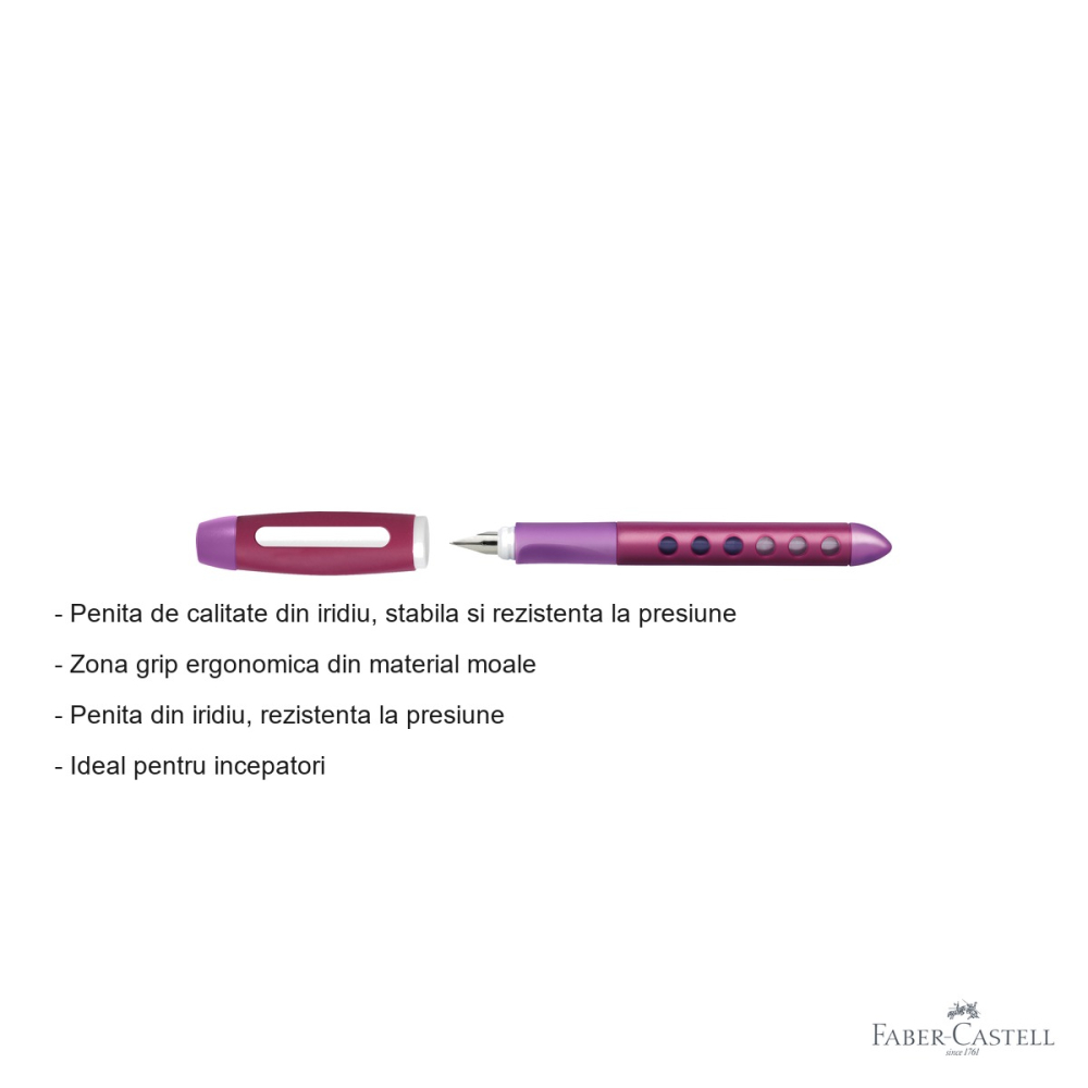 Stilou scolar Faber-Castell Scribolino Blackberry pentru stangaci, penita iridiu, ergonomic, pentru incepatori [2]