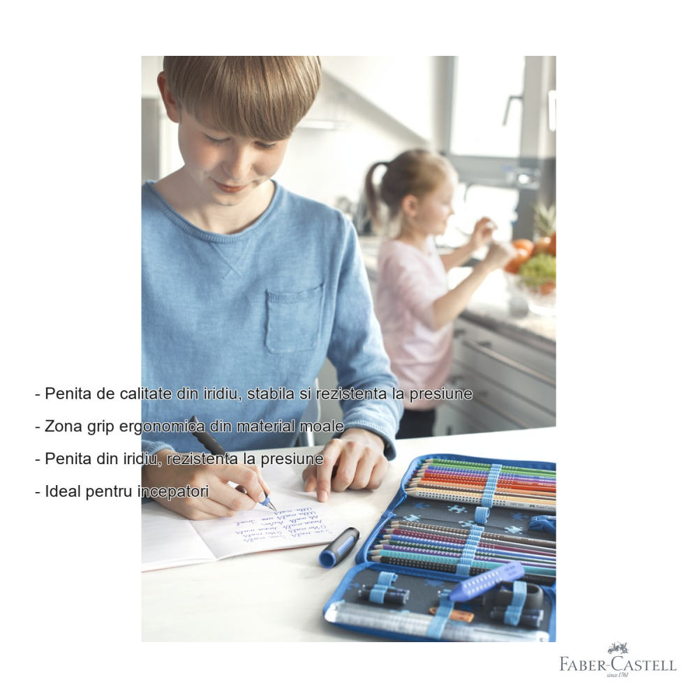 Stilou scolar Faber-Castell Scribolino, penita din iridiu, pentru dreptaci incepatori, albastru [2]