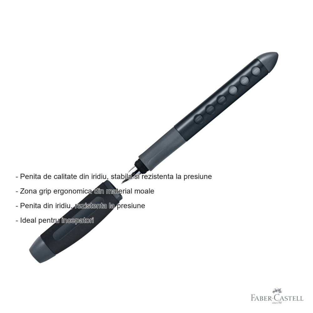 Stilou scolar Faber-Castell Scribolino pentru stangaci, penita din iridiu, negru, ideal pentru incepatori [2]