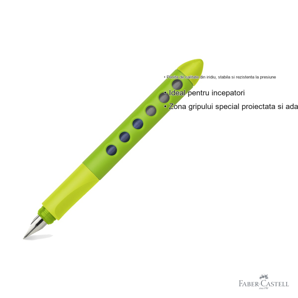 Stilou scolar Faber-Castell Scribolino Vernil pentru stangaci, penita iridiu, ideal pentru incepatori [3]