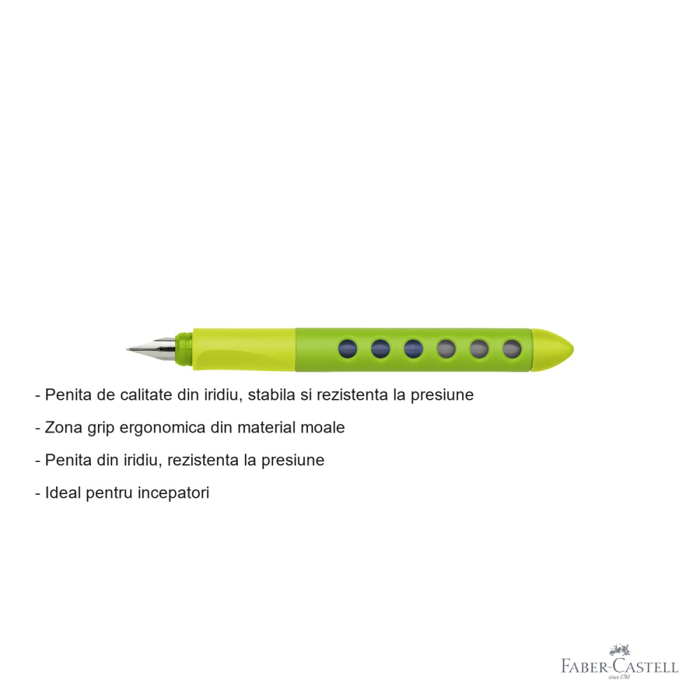 Stilou scolar Faber-Castell Scribolino Vernil pentru stangaci, penita iridiu, ideal pentru incepatori [2]