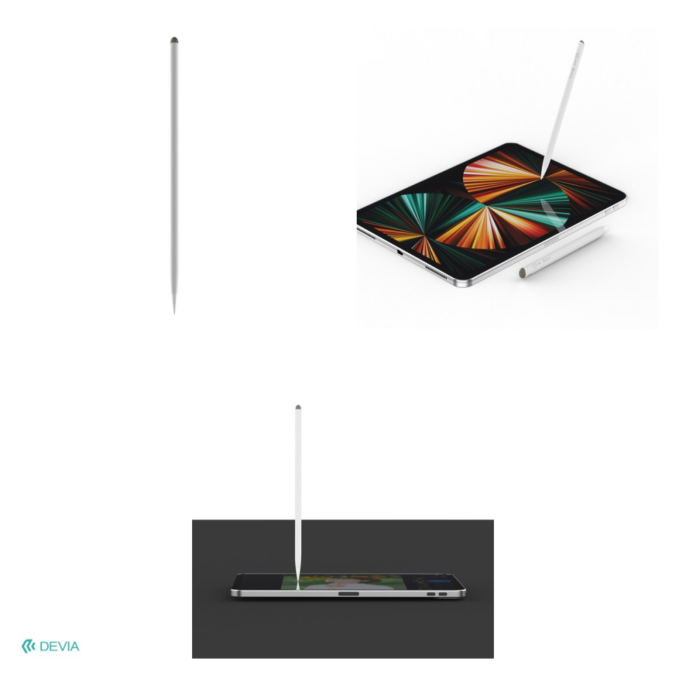 Stylus Devia SIT2205 2in1, pentru ecrane capacitive si ecrane iPad, acumulator 130 mAh, USB-C, marime L 167 x 9.5mm, invelis din aliaj de aluminiu, suport magnetic, alb [4]