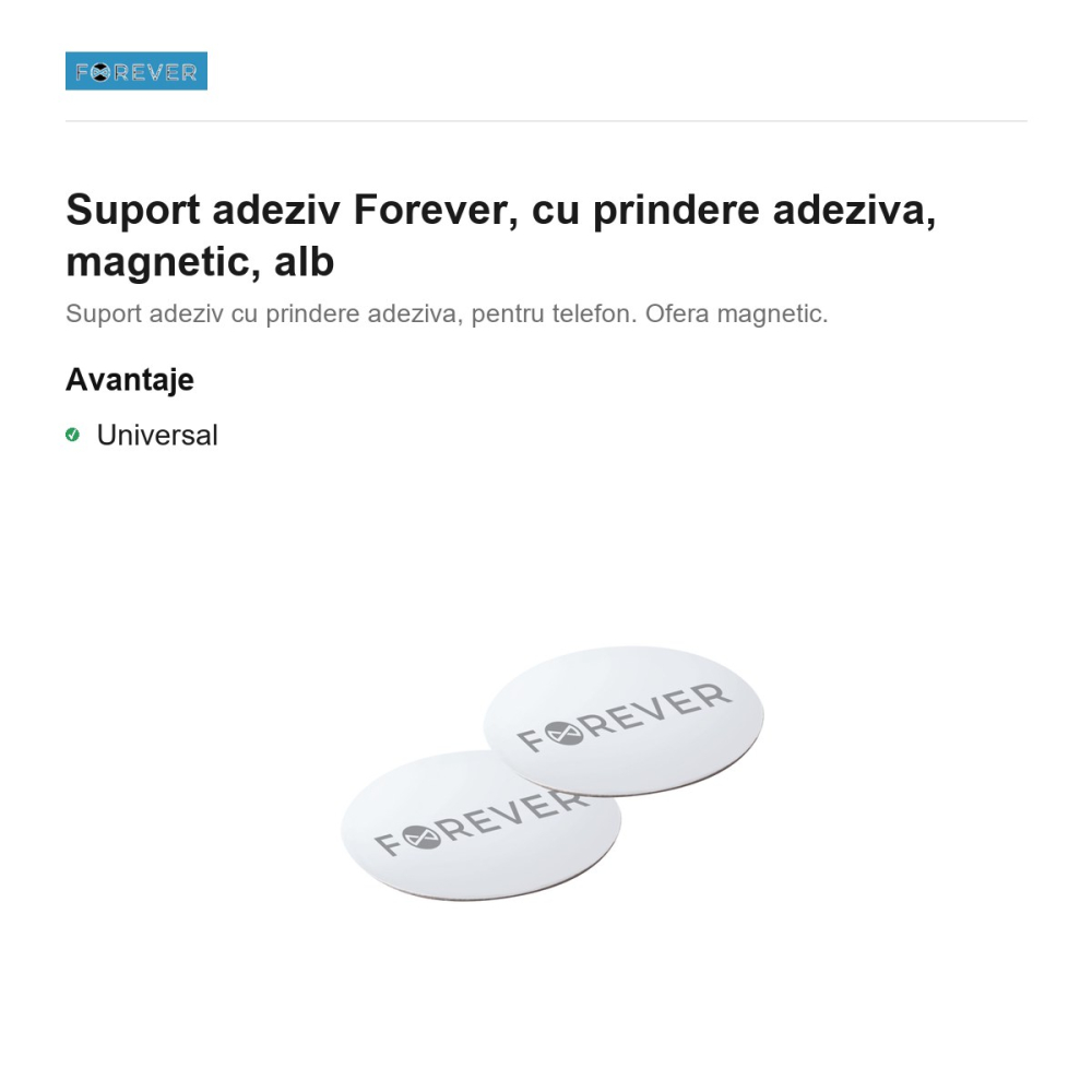 Suport adeziv Forever, cu prindere adeziva, magnetic, alb [2]