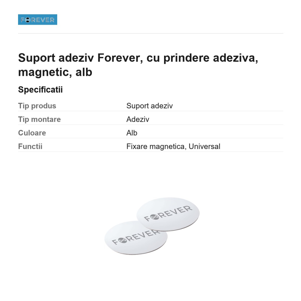 Suport adeziv Forever, cu prindere adeziva, magnetic, alb [3]