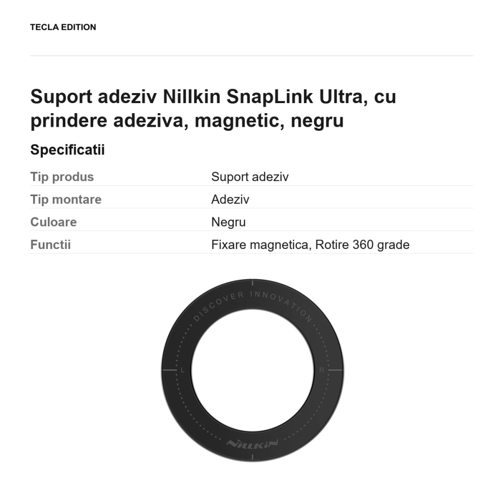 Suport adeziv Nillkin SnapLink Ultra, cu prindere adeziva, magnetic, negru [3]
