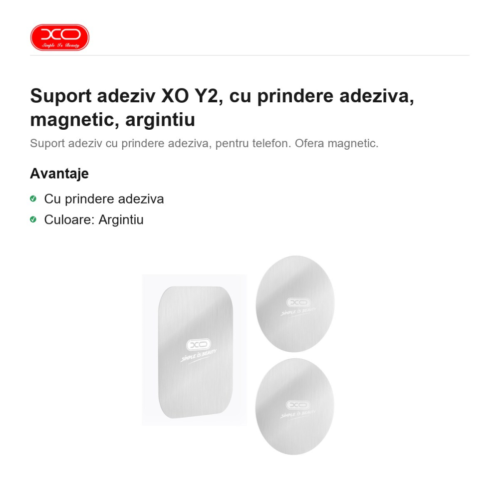 Suport adeziv XO Y2, cu prindere adeziva, magnetic, argintiu [2]