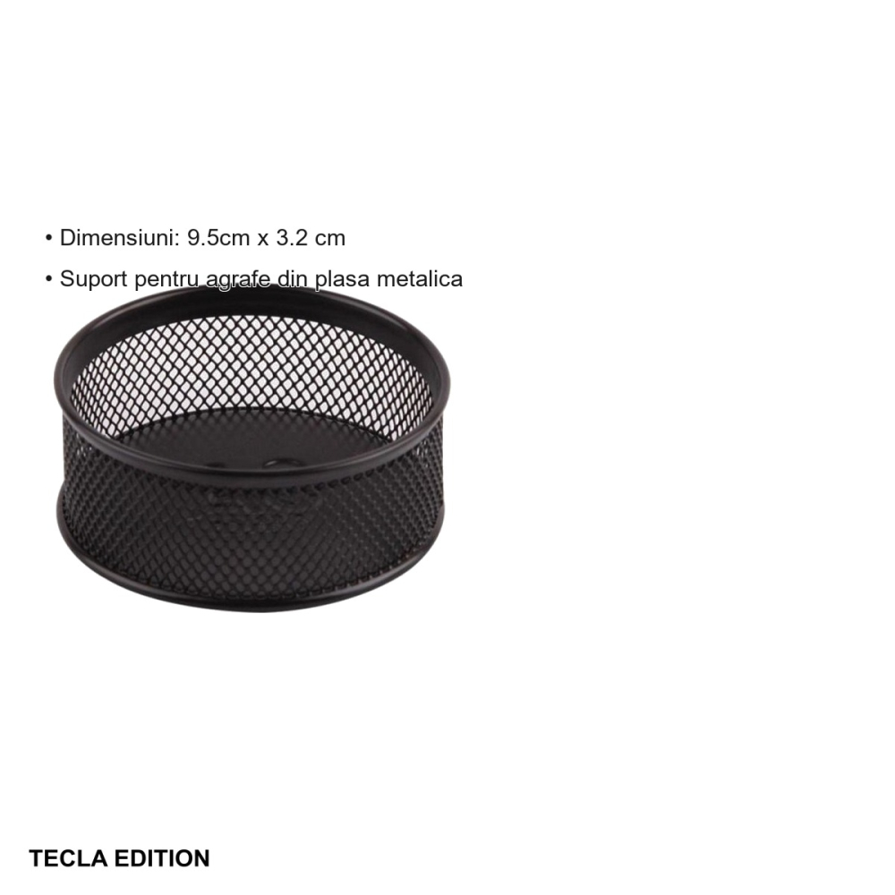 Suport agrafe de birou Tecla Edition, plasa metalica neagra, design Mesh, pentru organizare birou [3]